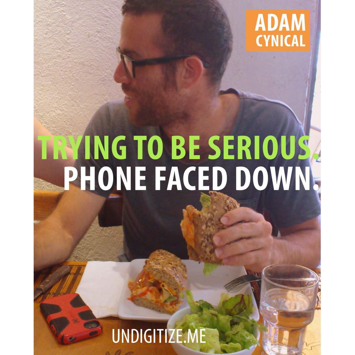 Trying To Be Serious. Phone Faced Down.