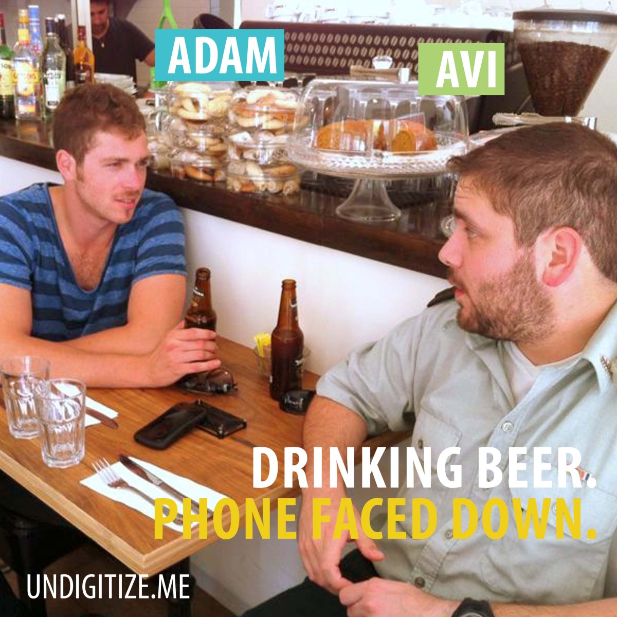 Drinking Beer. Phone Faced Down.