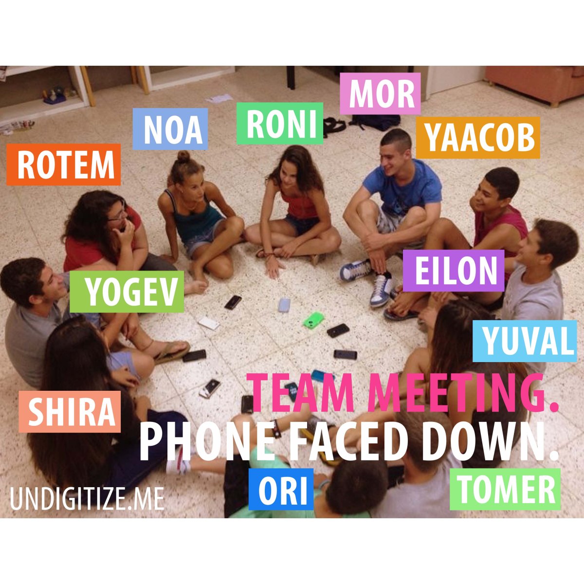 Team Meeting. Phone Faced Down.