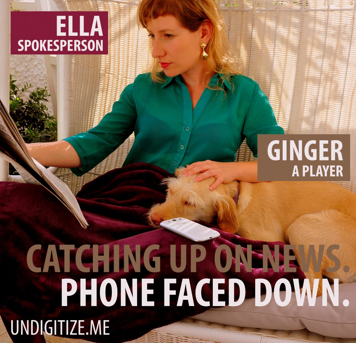 Catching Up On News. Phone Faced Down.