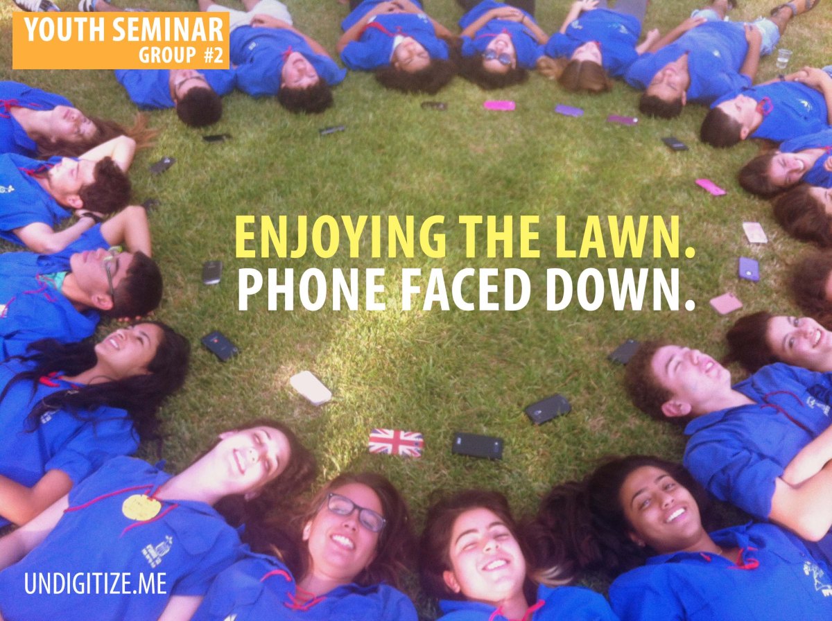 Enjoying The Lawn. Phone Faced Down.