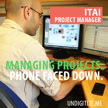 Managing Projects. Phone Faced Down.