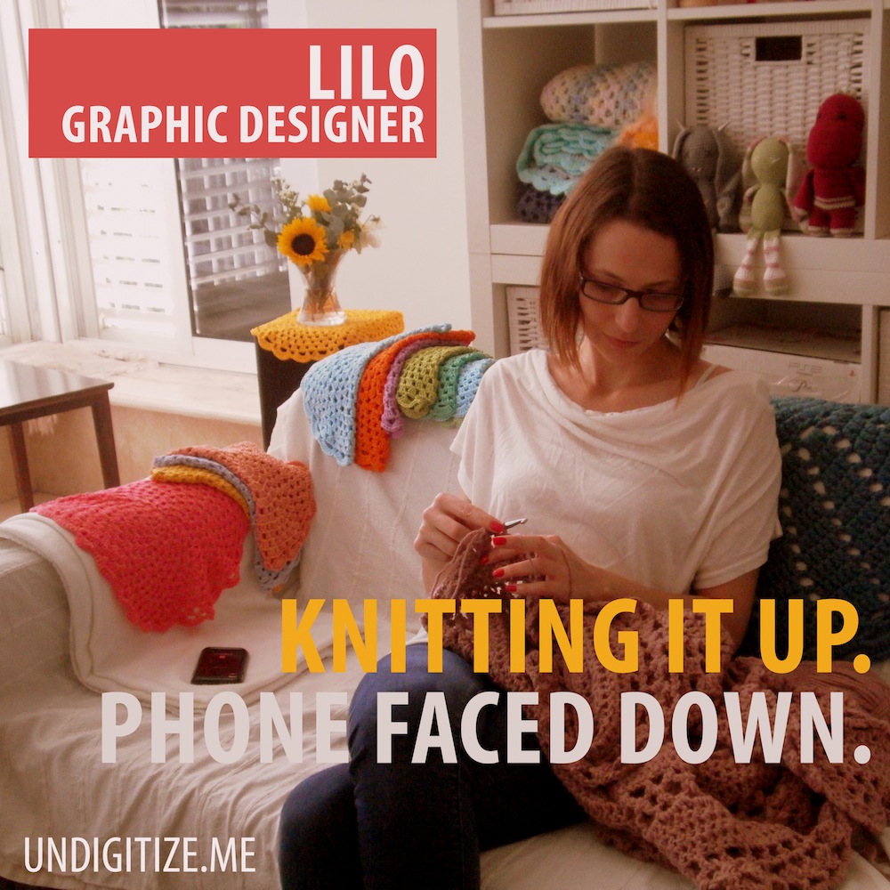 Knitting It Up. Phone Faced Down