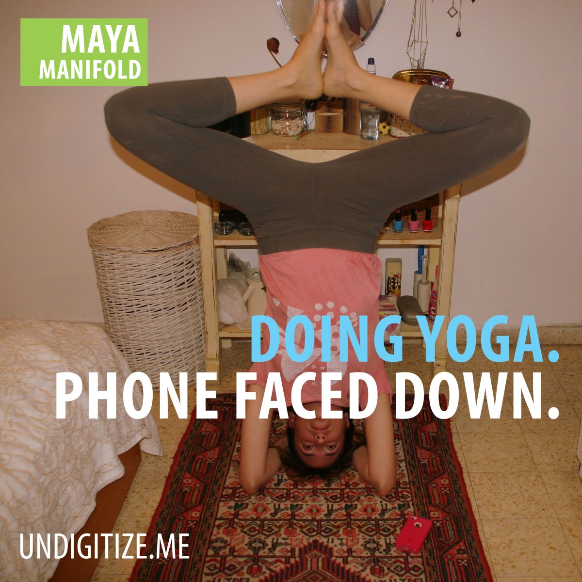 Doing Yoga. Phone Face Down.