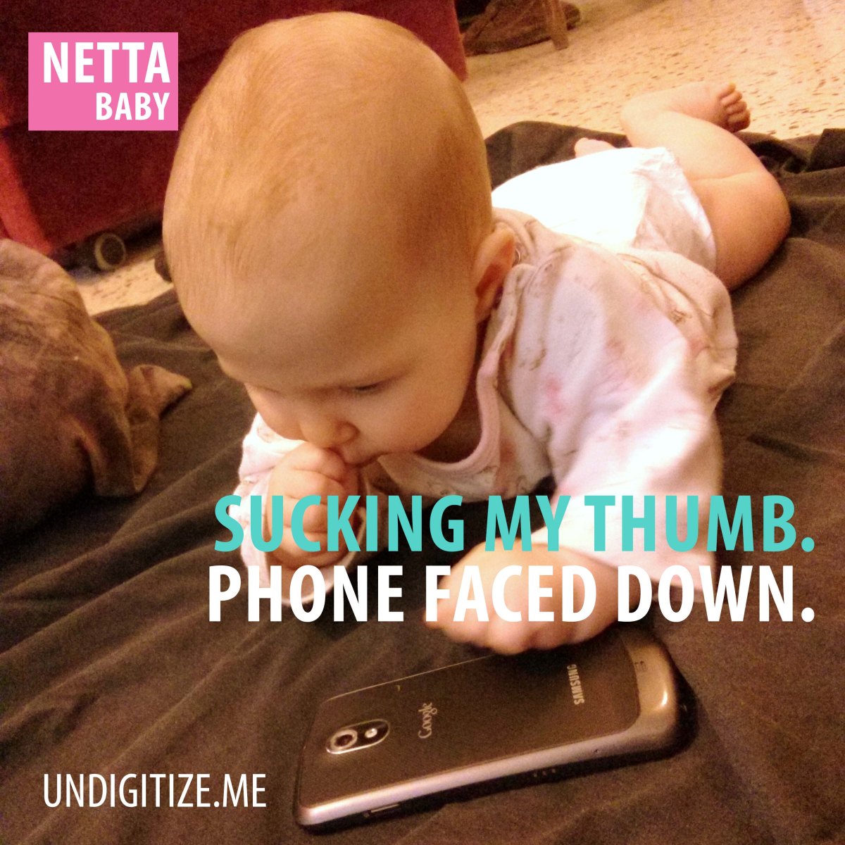 Sucking My Thumb. Phone Faced Down.