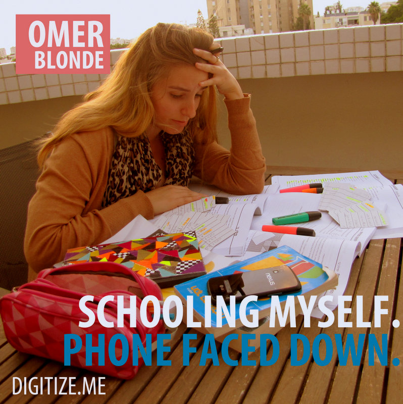 Schooling Myself. Phone Faced Down.