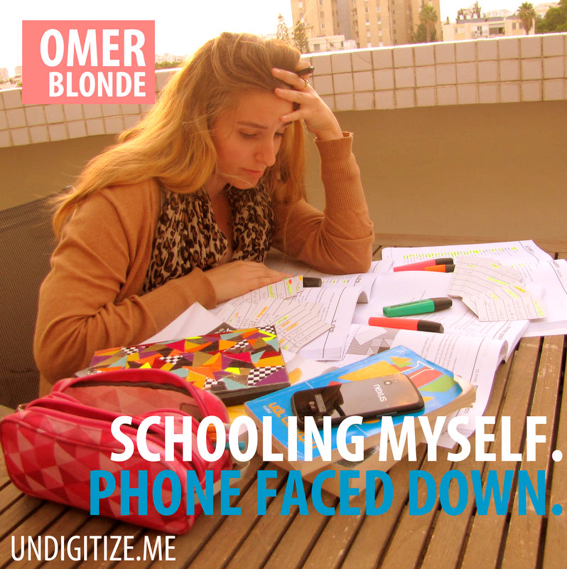 Schooling Myself. Phone Faced Down.