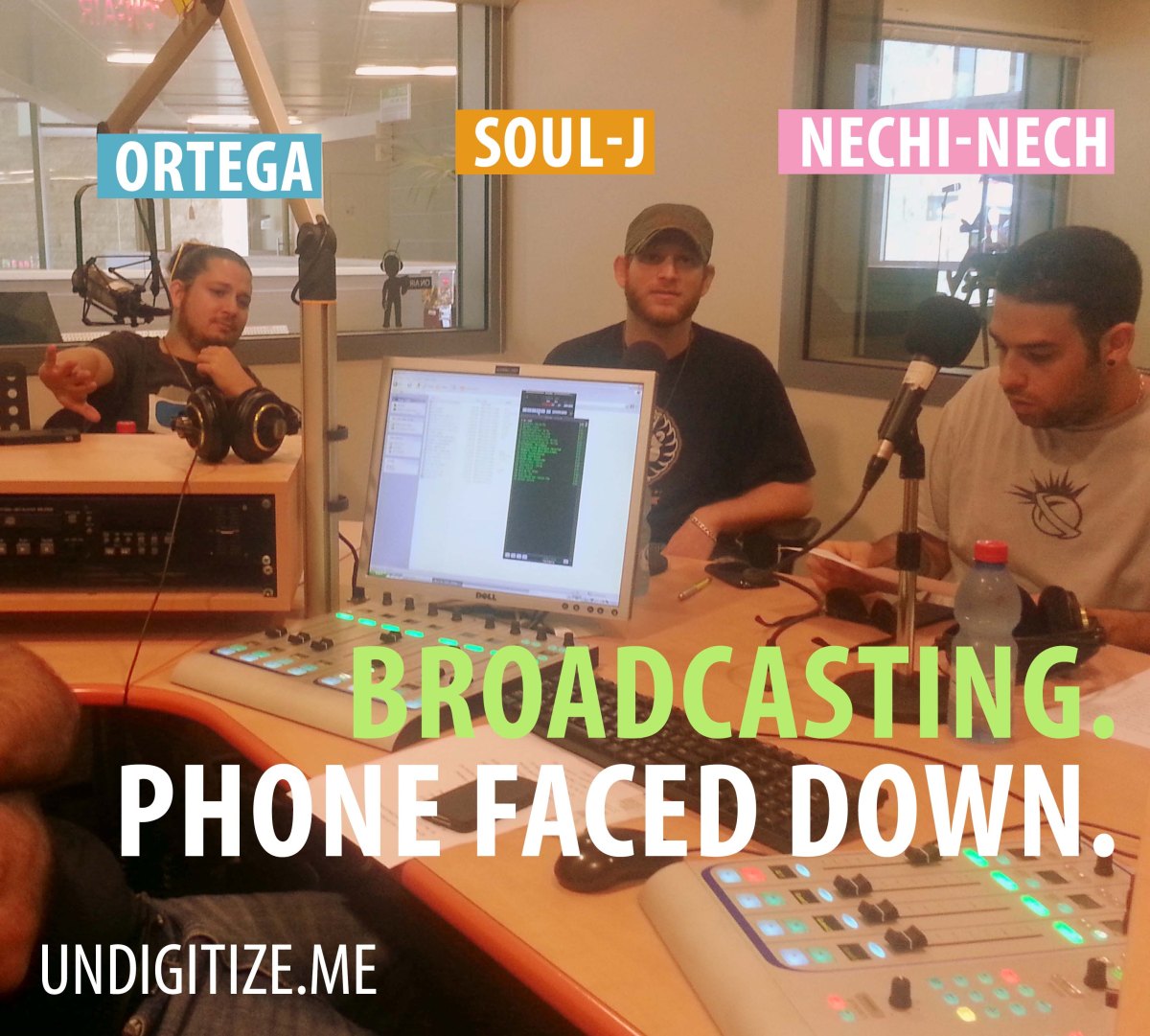 Broadcasting. Phone Faced Down.