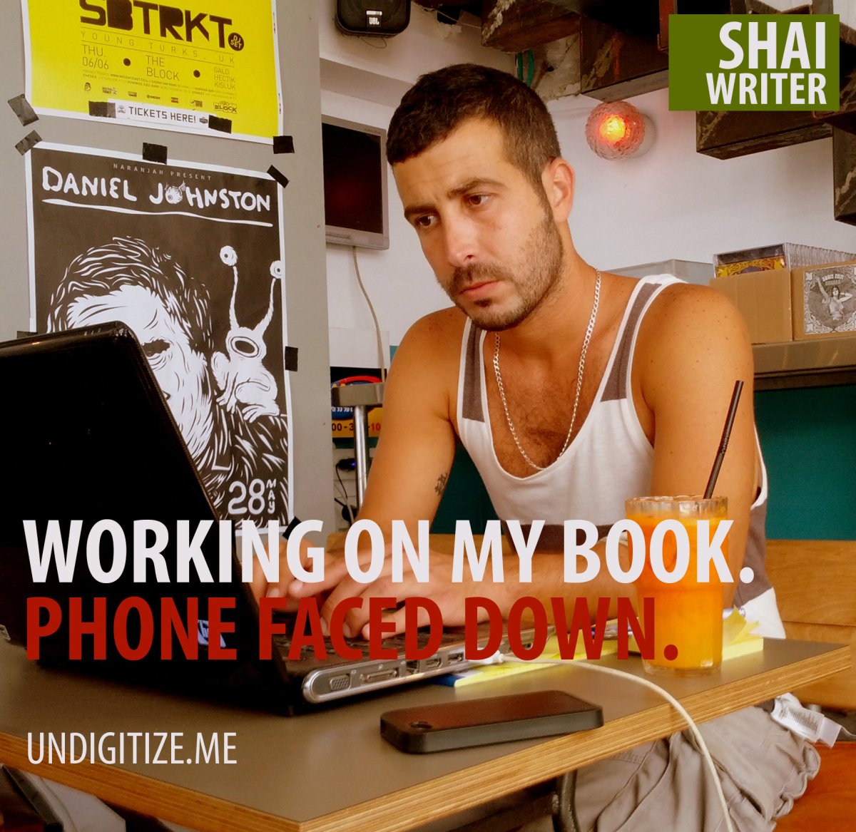 Working On My Book. Phone Faced Down.