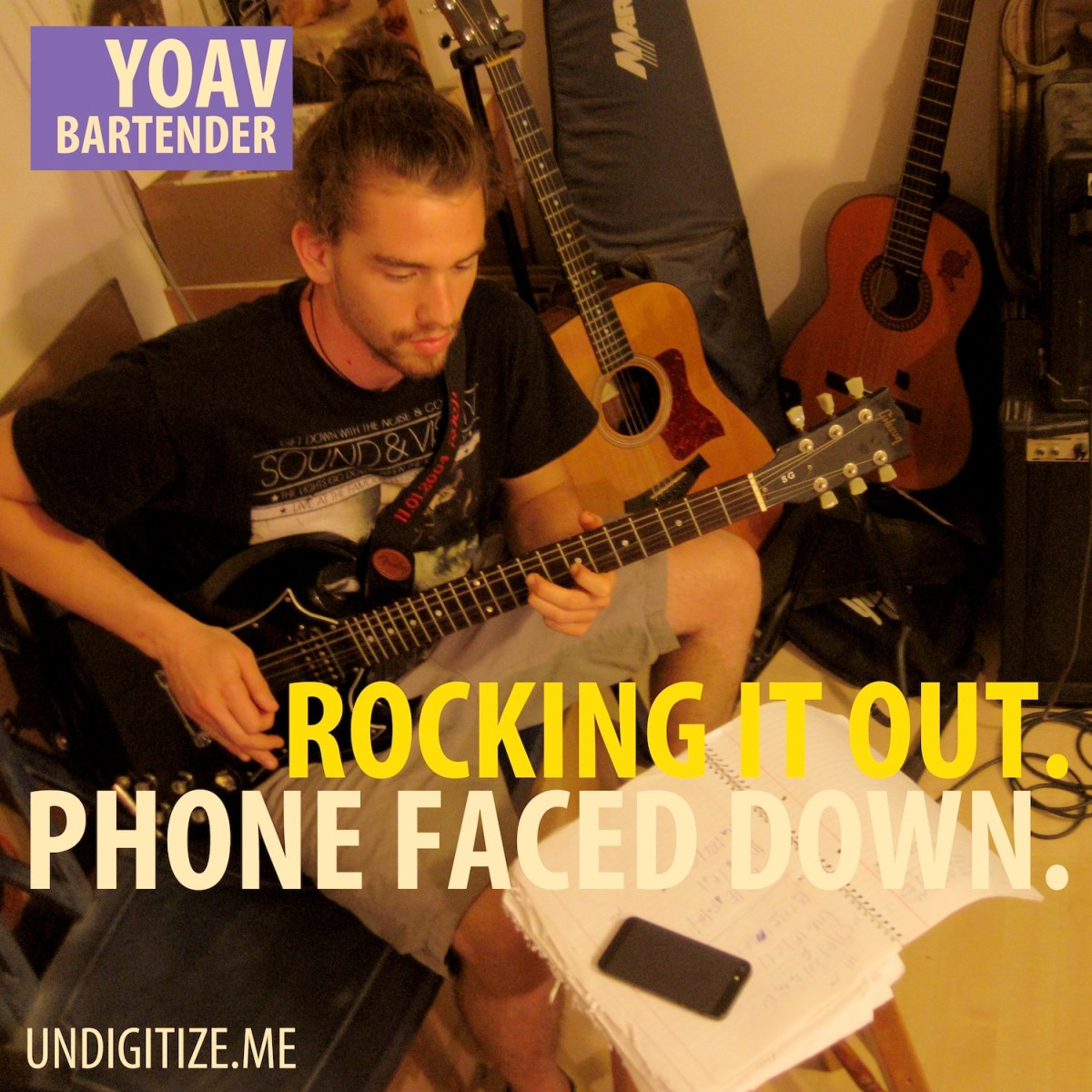 Rocking It Out. Phone Faced Down.