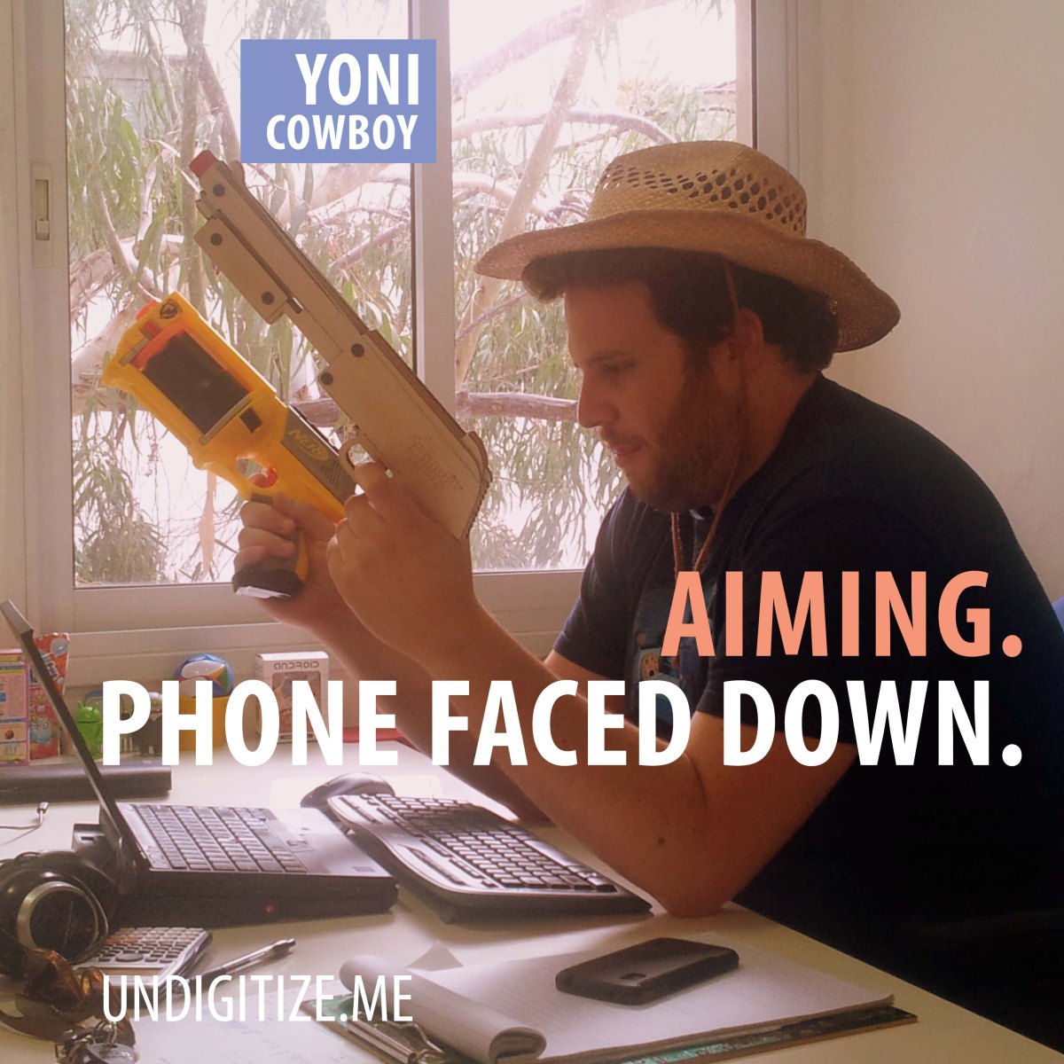 Aiming. Phone Faced Down.